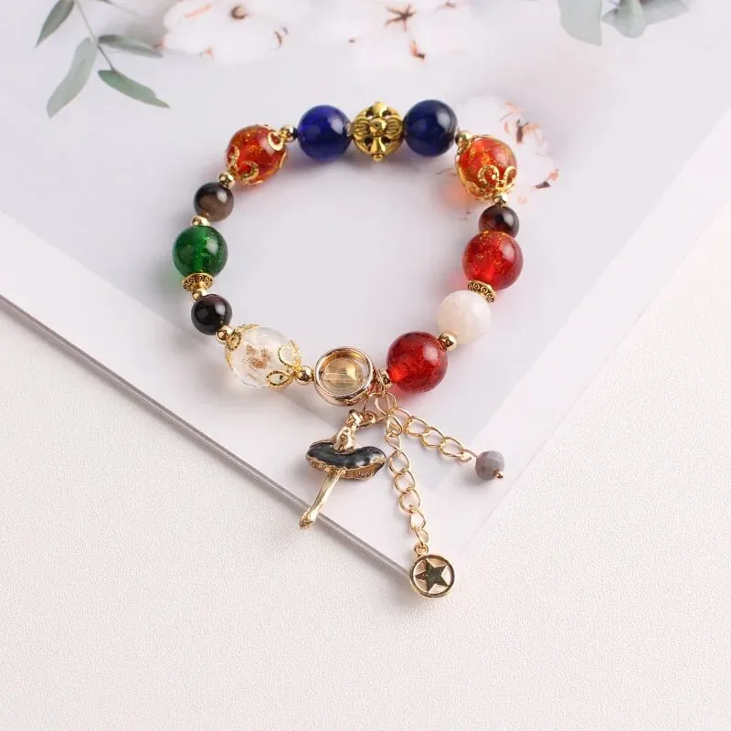 Rose sisi Korean style dancing girl pendant multi-element crystal beaded bracelet on hand jewelry female bracelet for women
