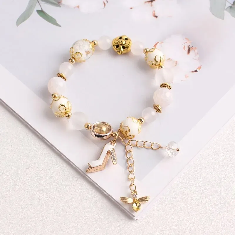Rose sisi Korean style dancing girl pendant multi-element crystal beaded bracelet on hand jewelry female bracelet for women