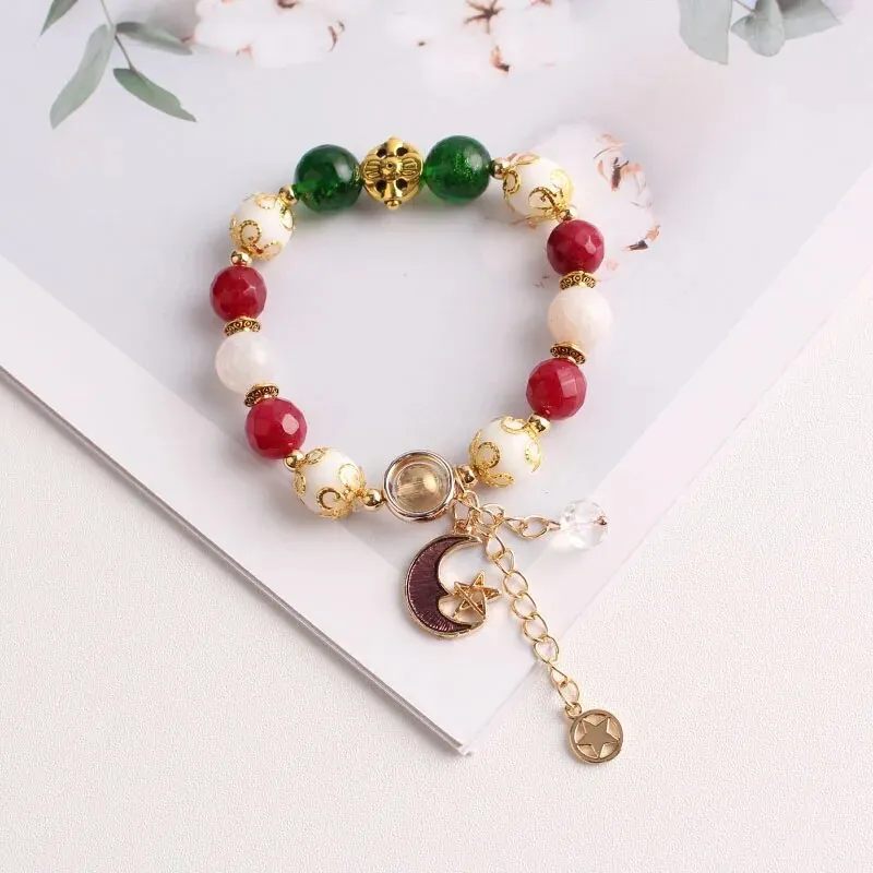 Rose sisi Korean style dancing girl pendant multi-element crystal beaded bracelet on hand jewelry female bracelet for women