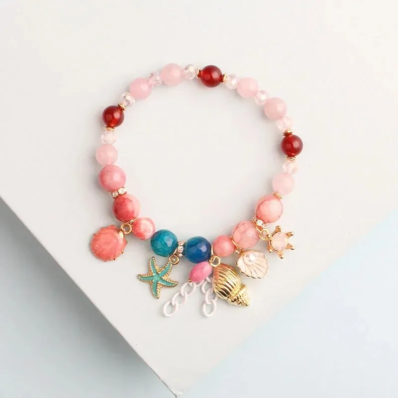 Rose sisi Korean style dancing girl pendant multi-element crystal beaded bracelet on hand jewelry female bracelet for women