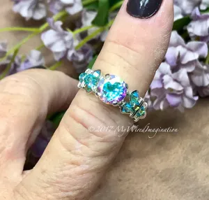 Round Opalescent Topaz, Mercury Mystic Topaz, Handmade Ring, Made to Order