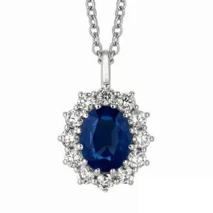 Sapphire & Diamond Necklace 14K White Gold (3.52 Ctw)