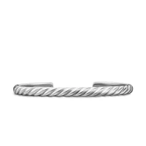 Sculpted Cable Cuff Bracelet in 18K White Gold, 5.5mm, Size Medium