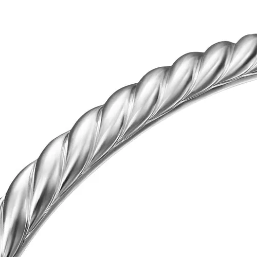 Sculpted Cable Cuff Bracelet in 18K White Gold, 5.5mm, Size Medium