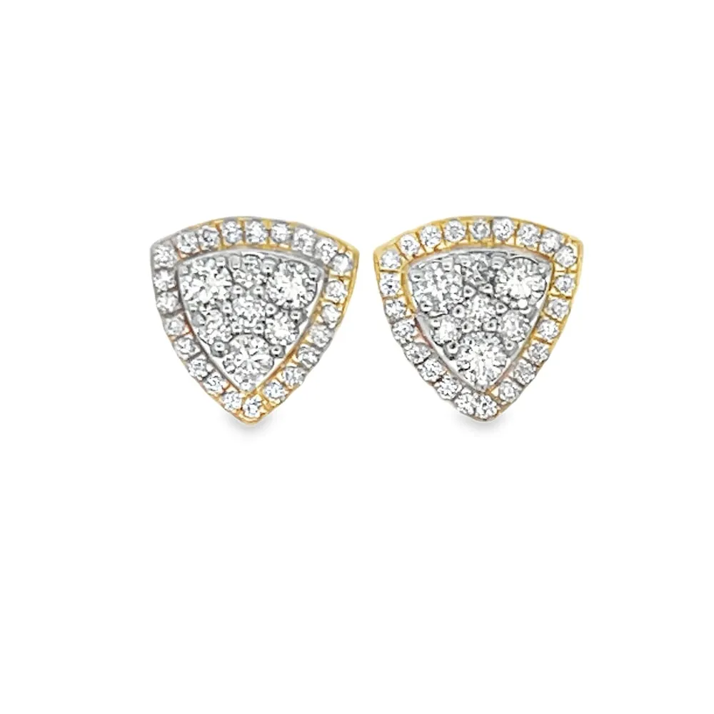 Shield Diamond Earrings 1.00cttw 14K Yellow Gold