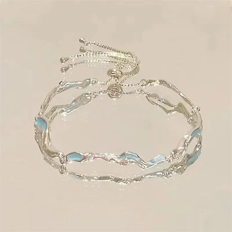 Shiny Pink Crystal Cherry Blossom Bracelets For Women Girls Sweet Moon Bow Flowers Zircon Bracelet Party Aesthetic Egirl Jewelry