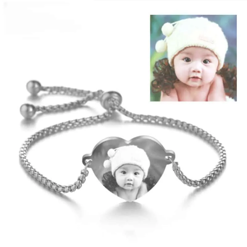 Shop Personalized Heart Bracelets Custom Engraved Text Or Photo Bracelet