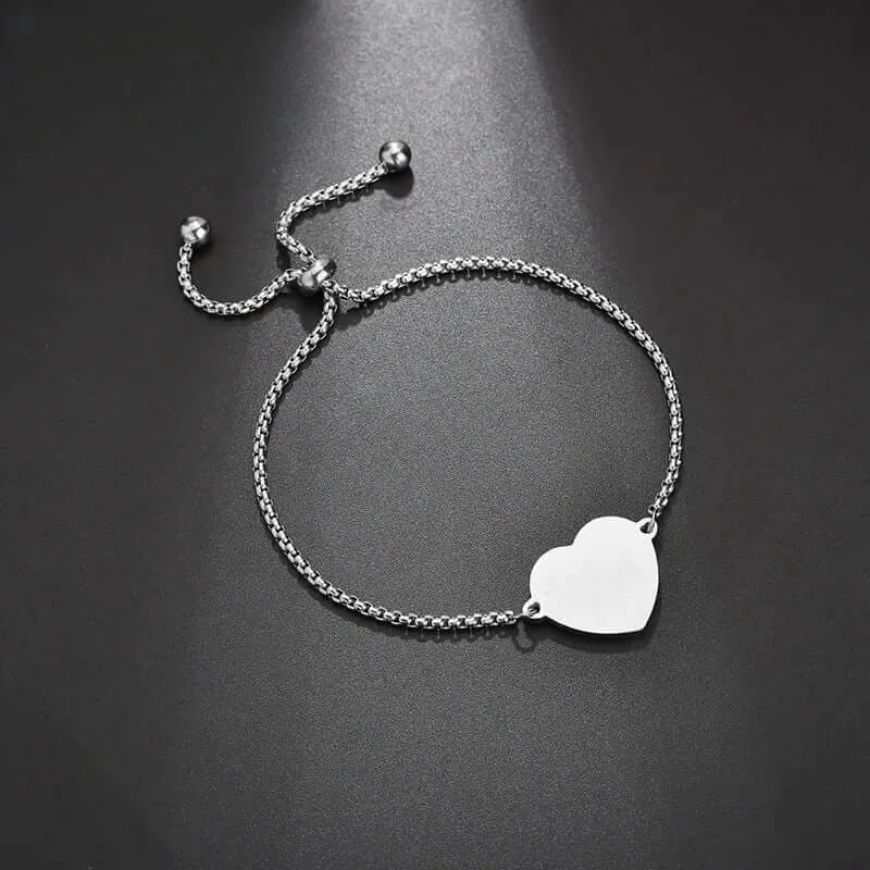 Shop Personalized Heart Bracelets Custom Engraved Text Or Photo Bracelet
