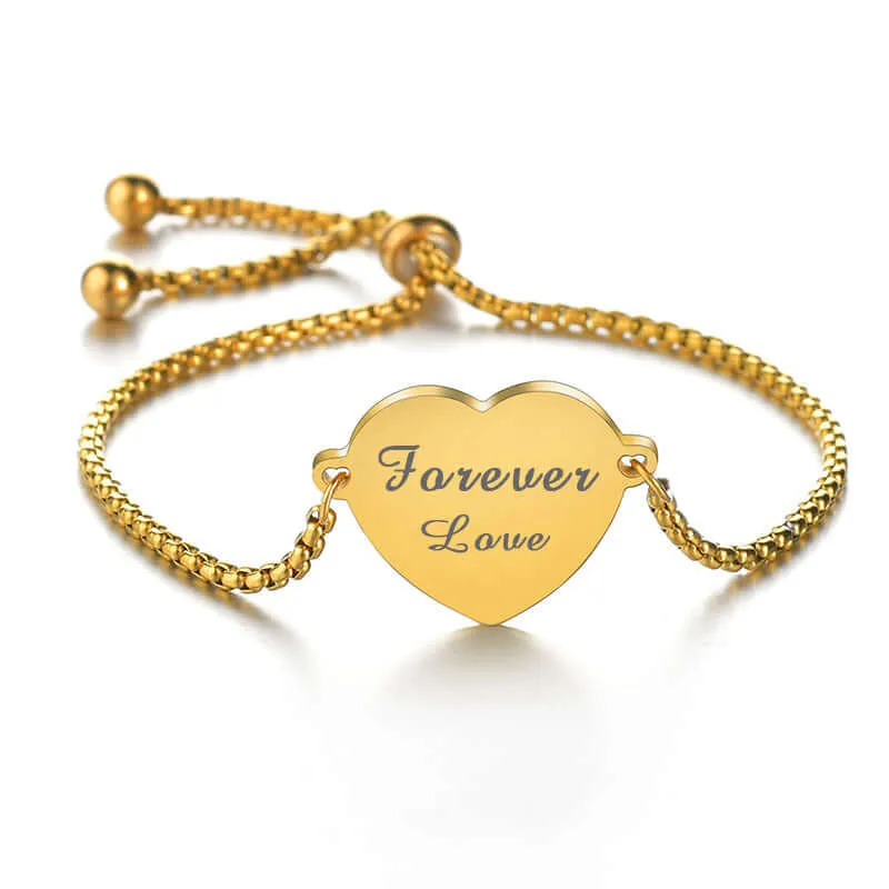 Shop Personalized Heart Bracelets Custom Engraved Text Or Photo Bracelet