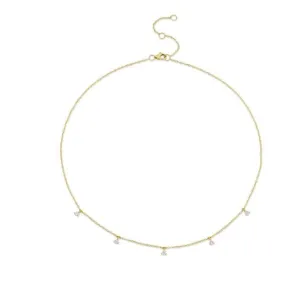 Shy Creation 14K Yellow Gold 0.30ctw 5 Dangle Diamond Necklace