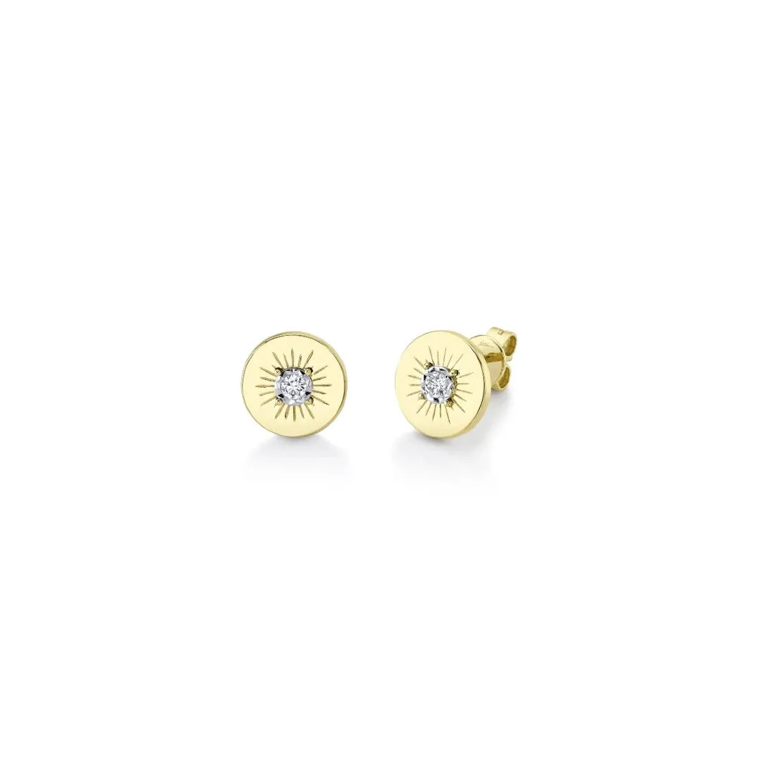 Shy Creation Diamond Starburst Disc Earrings