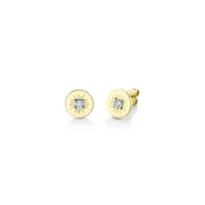 Shy Creation Diamond Starburst Disc Earrings