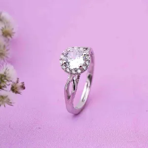 Silver Halo Diamond Studded Ring
