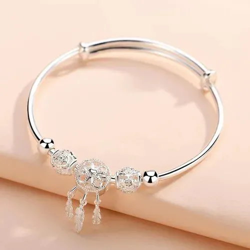 Silver Lucky Beads Ball Chain Bracelet for Women Luxury Fashion Party Wedding Bling Jewelry Lovers Gift Charms