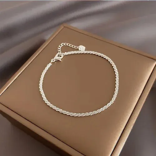 Silver Lucky Beads Ball Chain Bracelet for Women Luxury Fashion Party Wedding Bling Jewelry Lovers Gift Charms