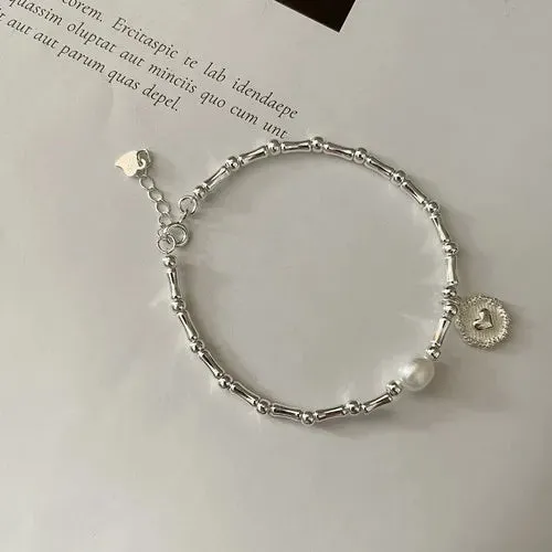 Silver Lucky Beads Ball Chain Bracelet for Women Luxury Fashion Party Wedding Bling Jewelry Lovers Gift Charms