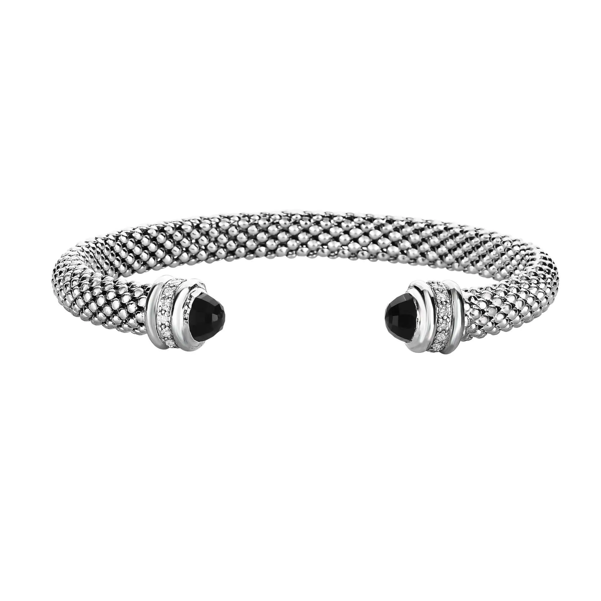 Silver, Onyx & Diamond Prosecco Classic Cuff
