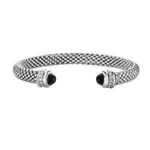 Silver, Onyx & Diamond Prosecco Classic Cuff