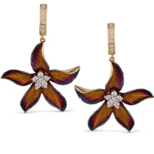 Simon G. 18K Yellow Gold "Organic Allure" Diamond Flower Earrings