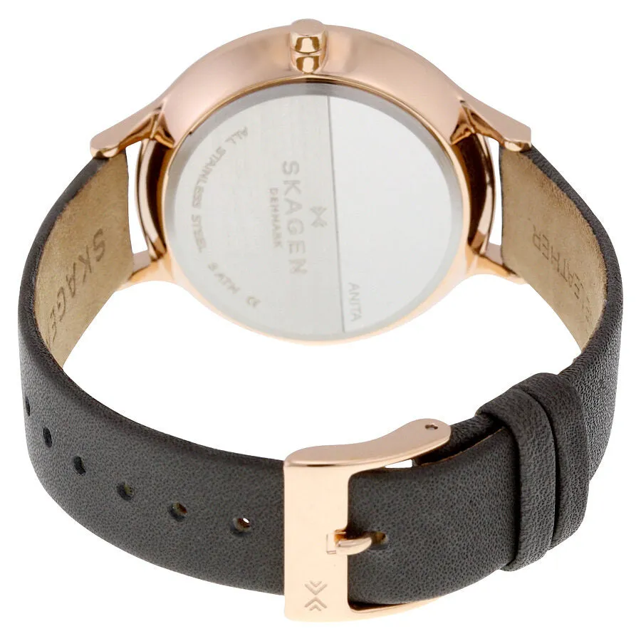Skagen Anita Rose Dial Grey Leather Ladies Watch SKW2392