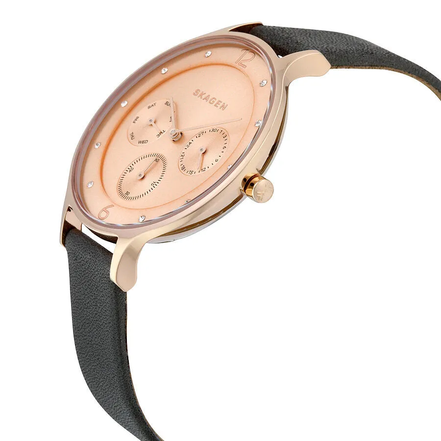 Skagen Anita Rose Dial Grey Leather Ladies Watch SKW2392