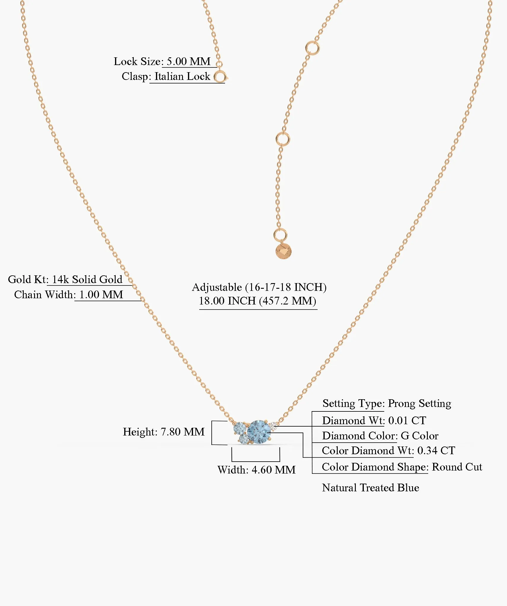 Sky Blue Sparkle Diamond Necklace