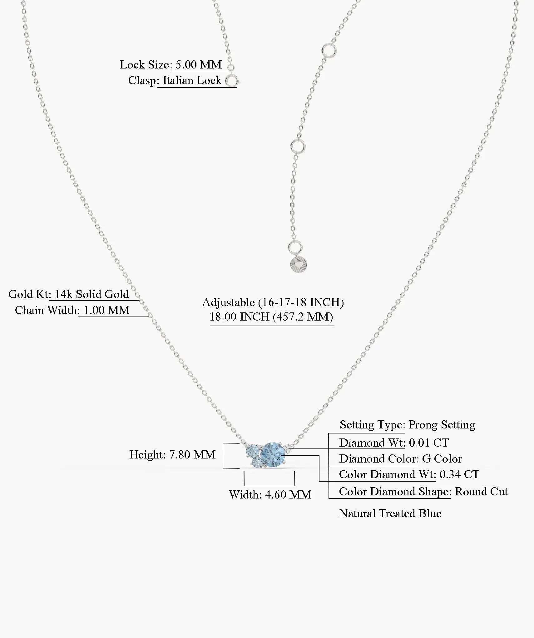 Sky Blue Sparkle Diamond Necklace