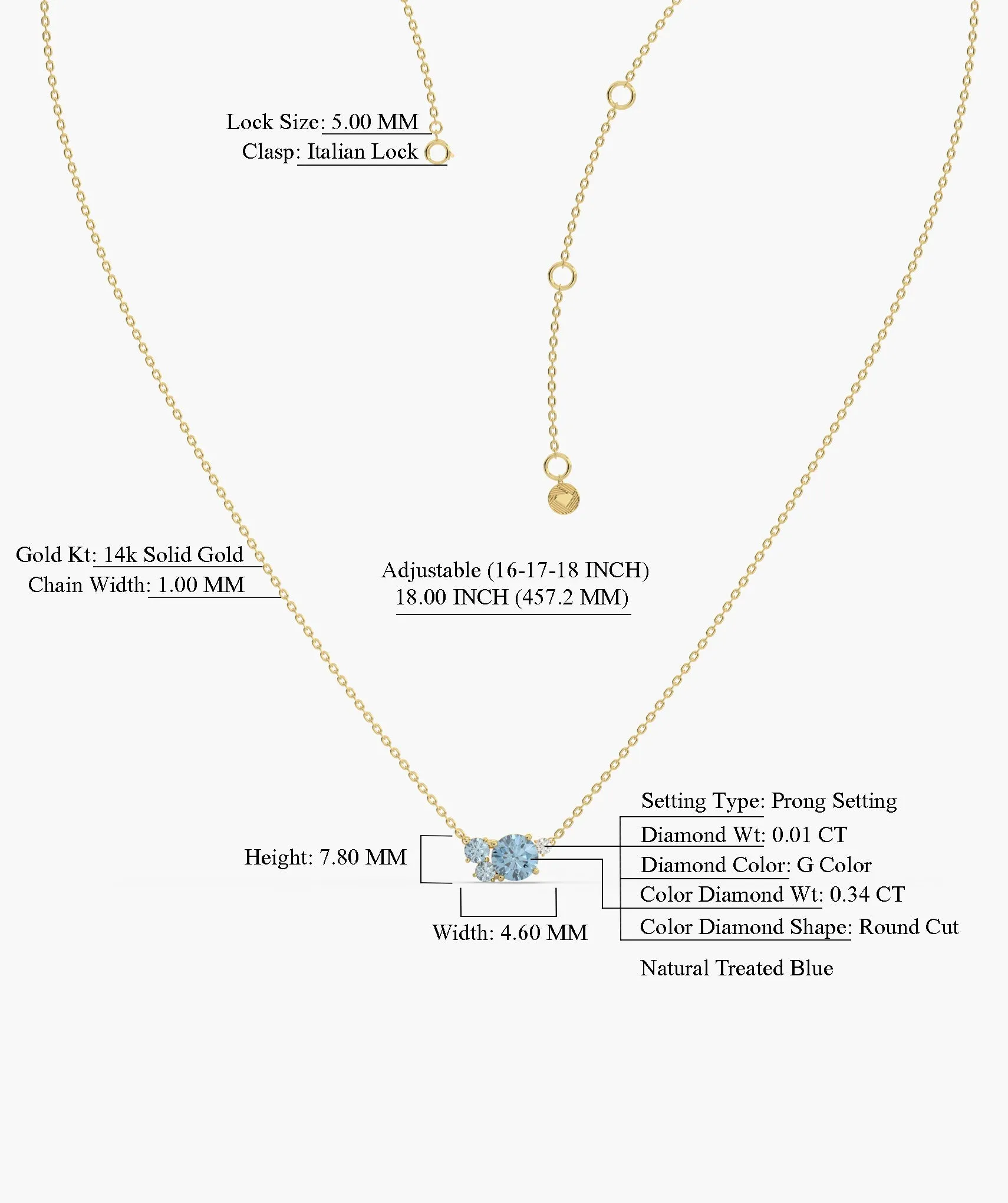 Sky Blue Sparkle Diamond Necklace