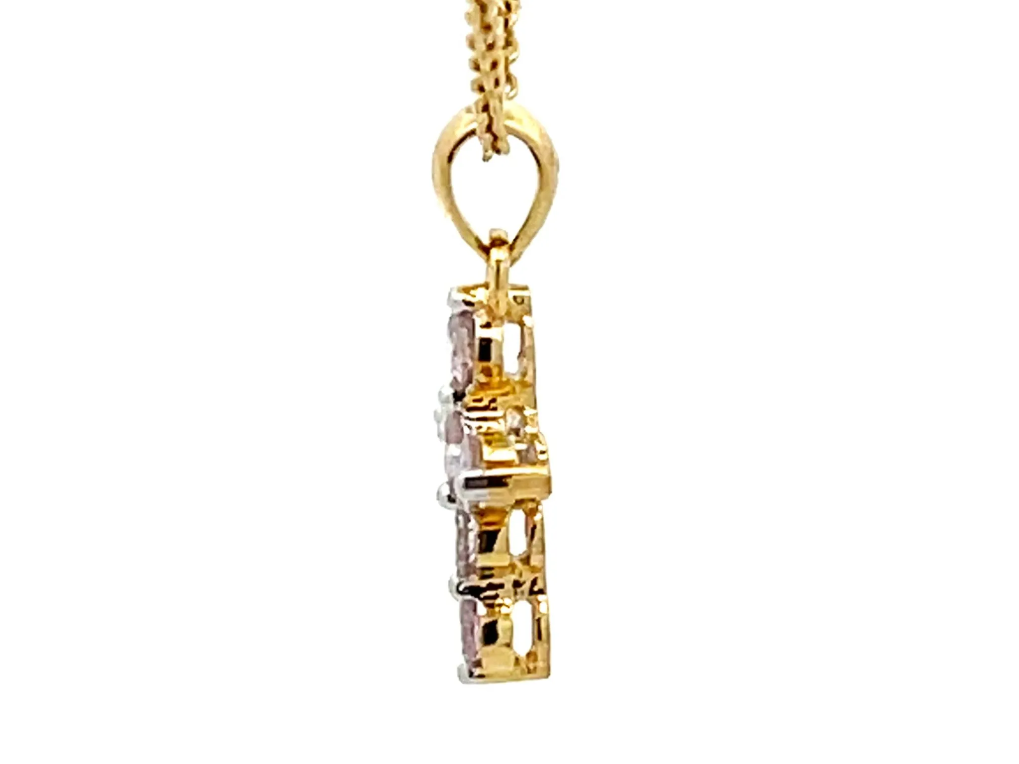Small Diamond Cross Necklace 18k Yellow Gold