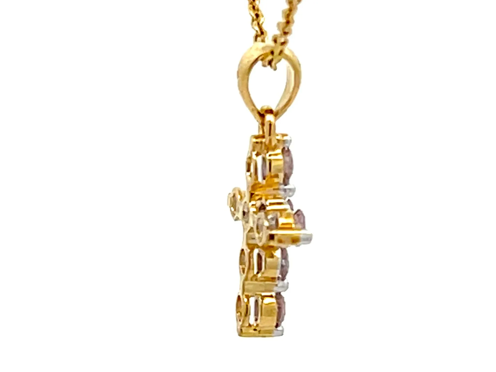 Small Diamond Cross Necklace 18k Yellow Gold