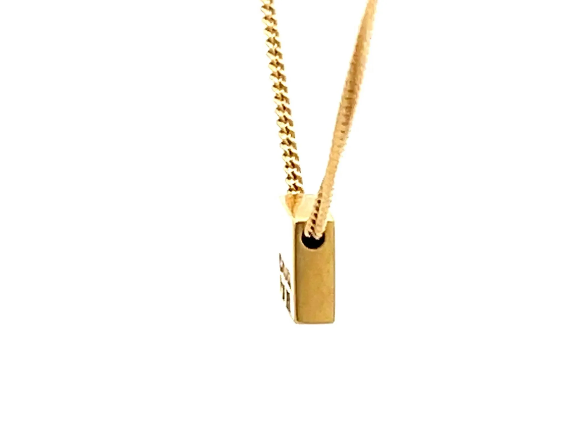Small Square Single Diamond Necklace in 18k Yellow Gold