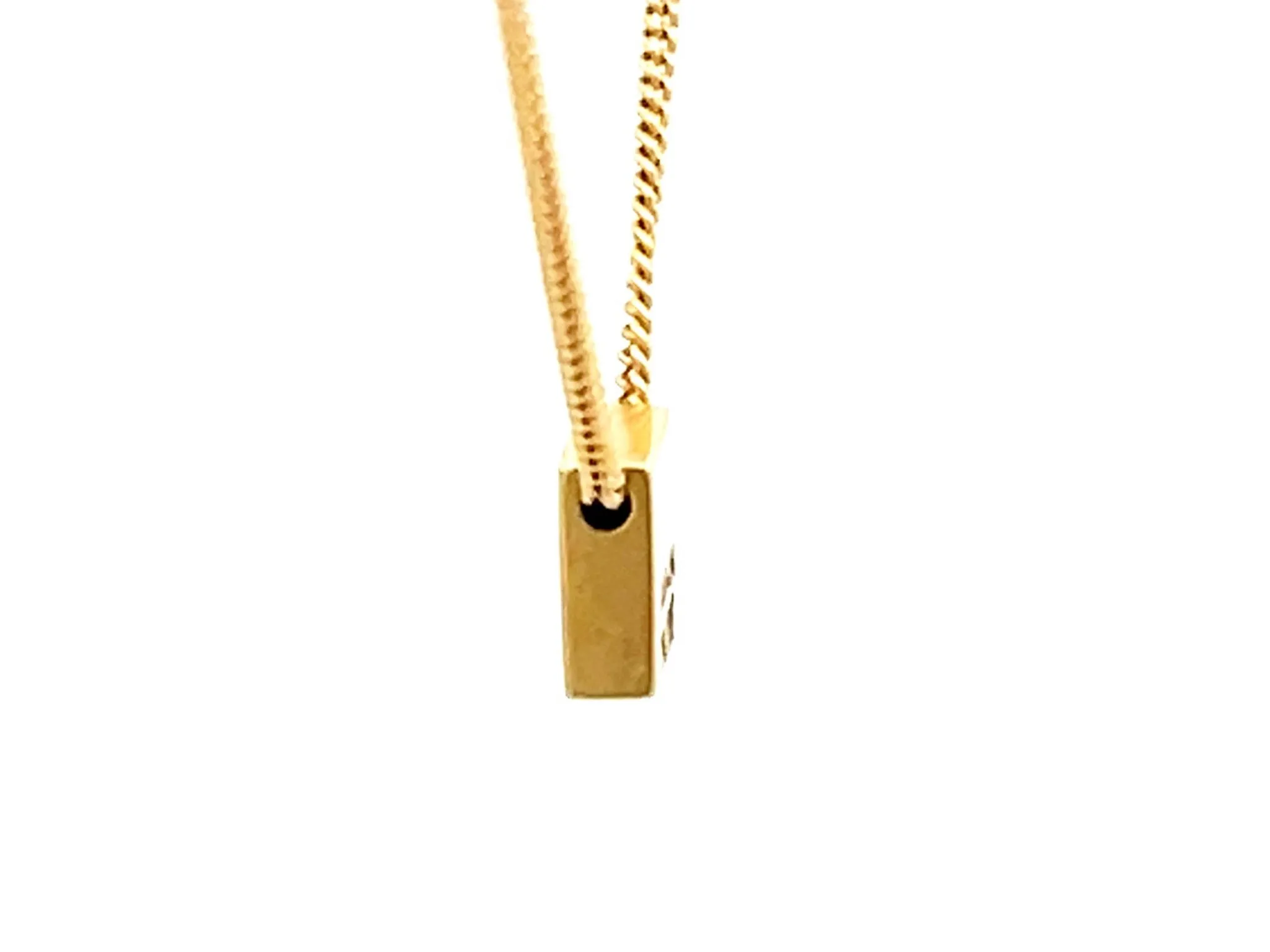 Small Square Single Diamond Necklace in 18k Yellow Gold
