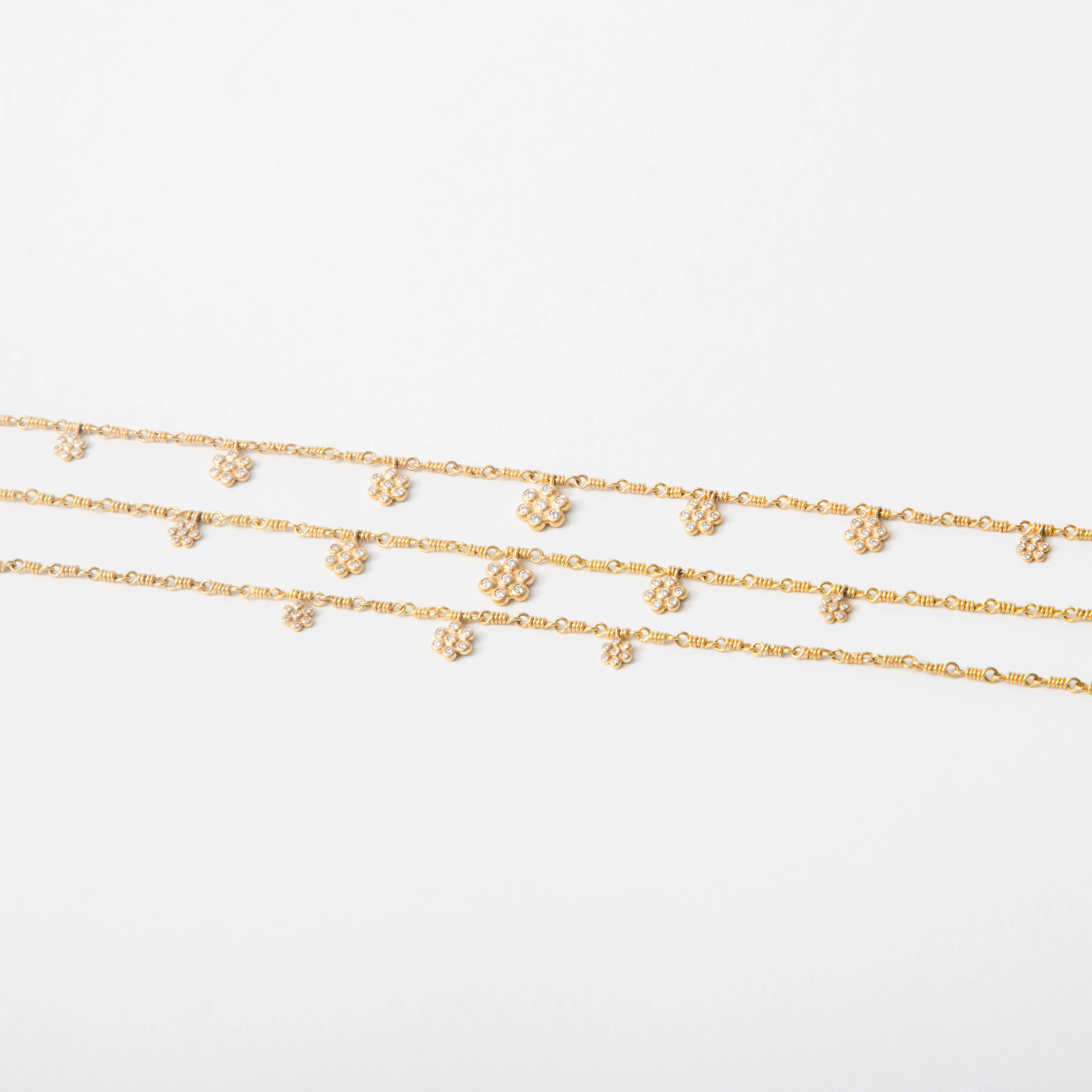 Snowdrop Trio "Isabella" Necklace in 20K Peach Gold