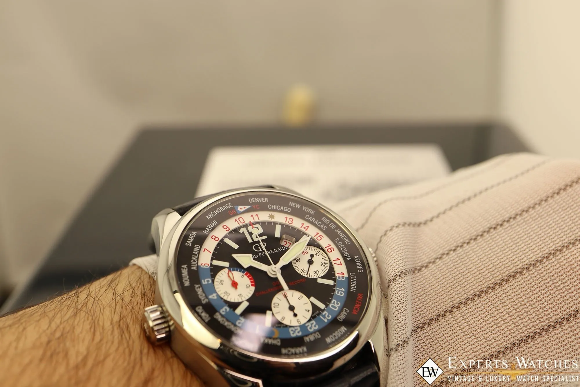 Sold!!! Factory Serviced Girard Perregaux ww.tc World Time Chronograph BMW-Oracle Racing