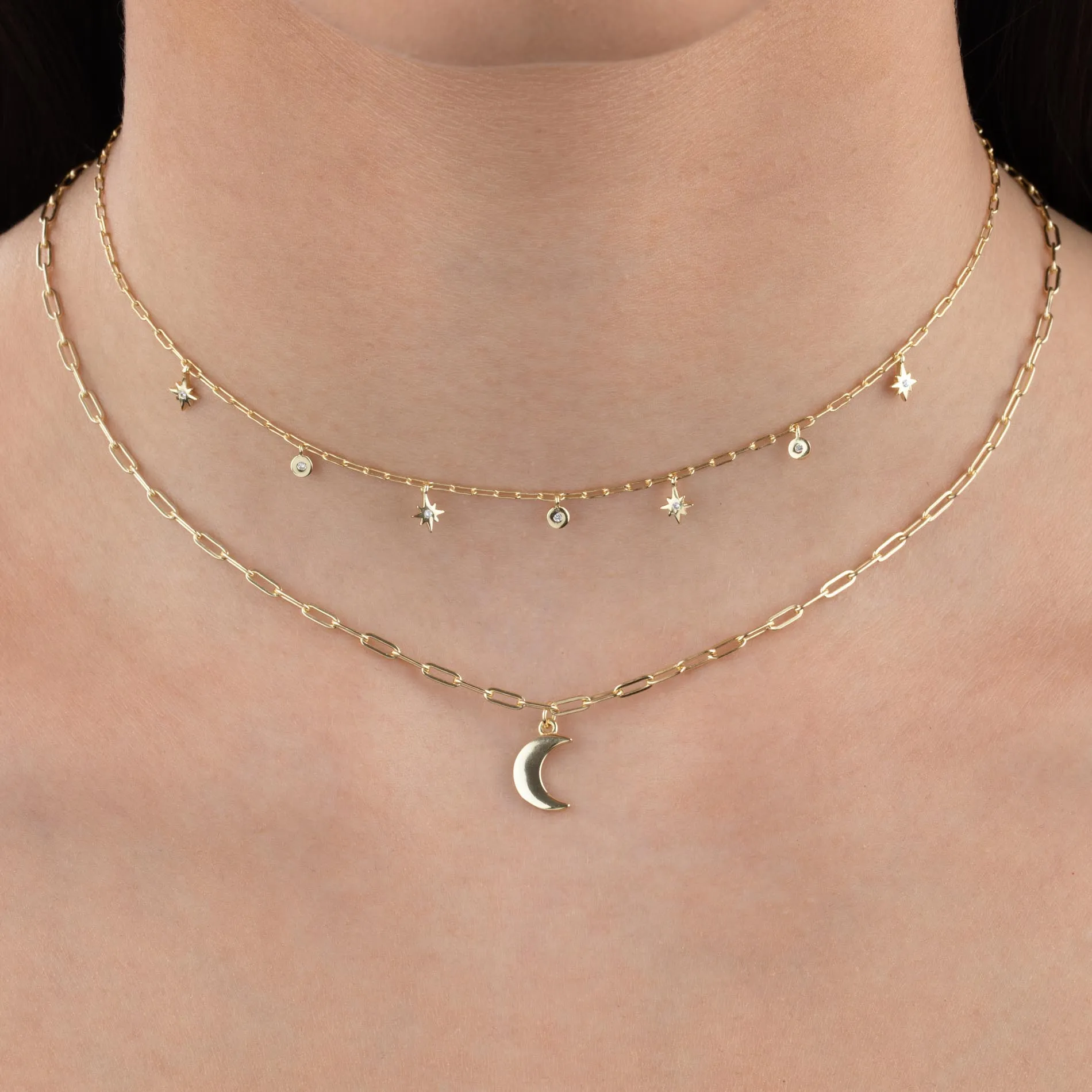 Solid Crescent Link Necklace