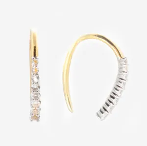 Solid Gold Mixed Metal White Topaz Open Ear Huggers