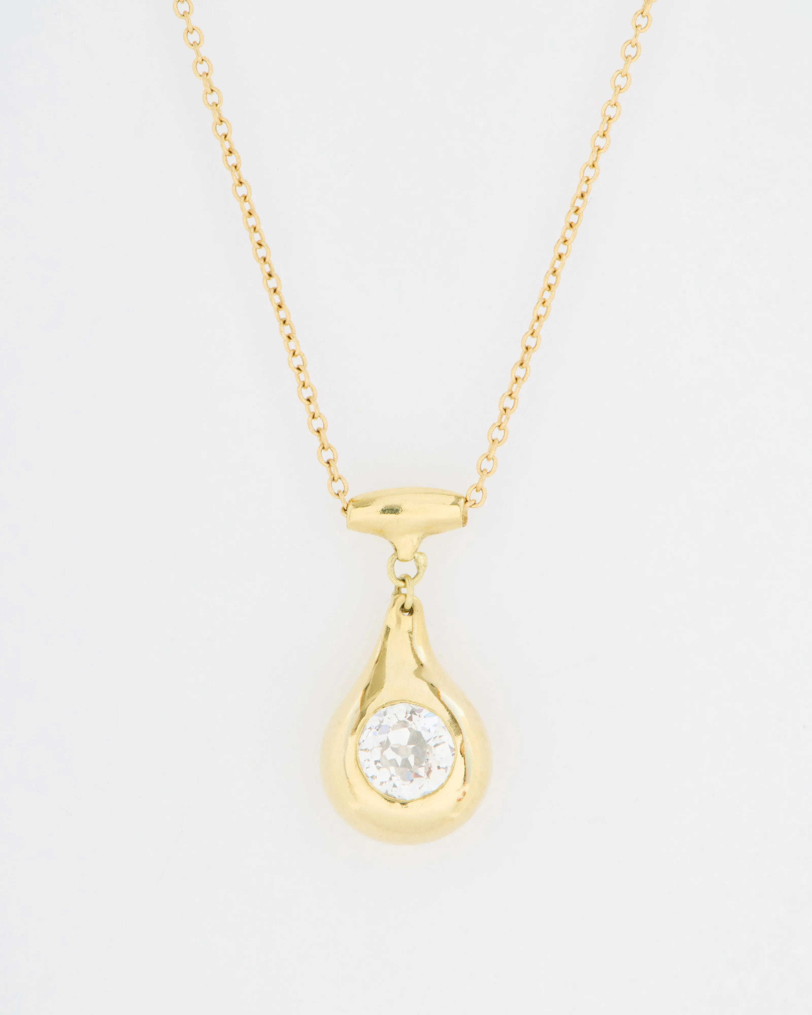 solitaire drop diamond necklace euro cut