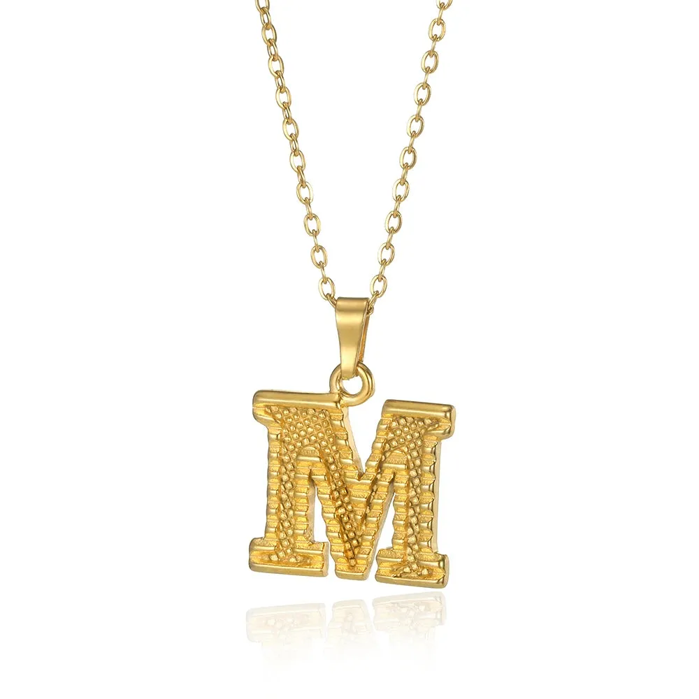 Stainless Steel Initial Necklaces For Women Men Gold Color Letter Necklace Pendant Jewelry Male Female Neck Chain Birthday Gift