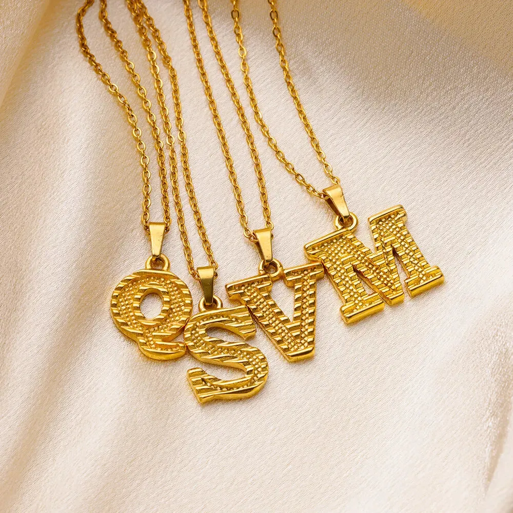 Stainless Steel Initial Necklaces For Women Men Gold Color Letter Necklace Pendant Jewelry Male Female Neck Chain Birthday Gift
