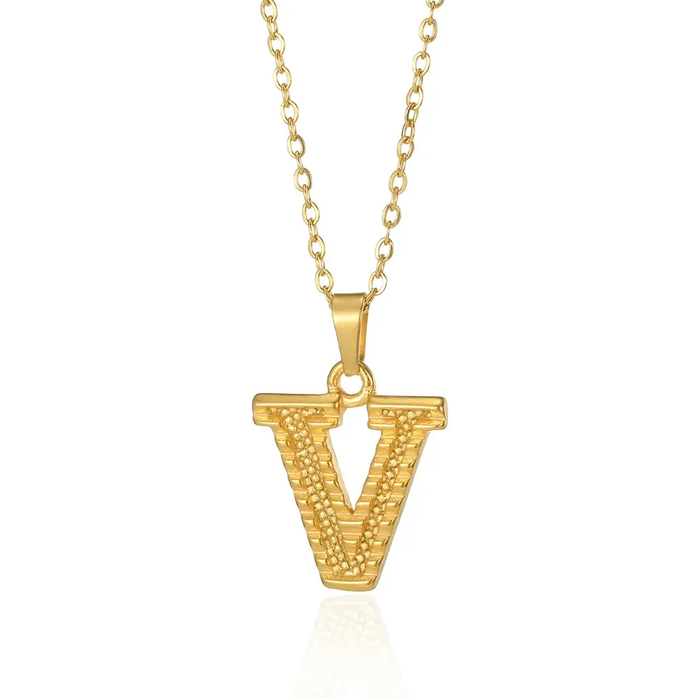 Stainless Steel Initial Necklaces For Women Men Gold Color Letter Necklace Pendant Jewelry Male Female Neck Chain Birthday Gift