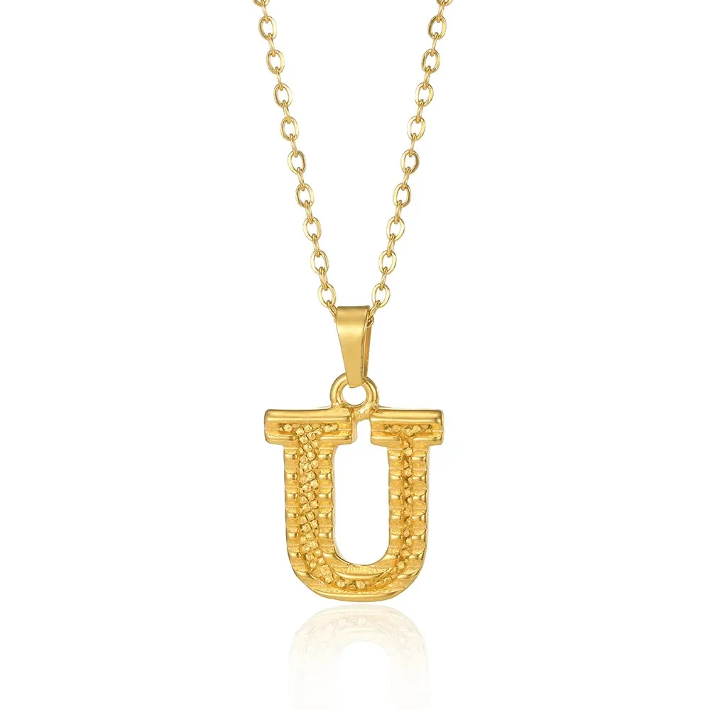 Stainless Steel Initial Necklaces For Women Men Gold Color Letter Necklace Pendant Jewelry Male Female Neck Chain Birthday Gift