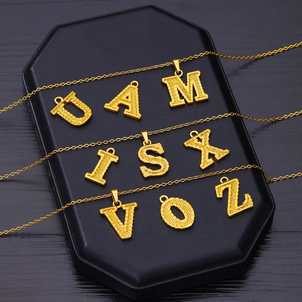 Stainless Steel Initial Necklaces For Women Men Gold Color Letter Necklace Pendant Jewelry Male Female Neck Chain Birthday Gift