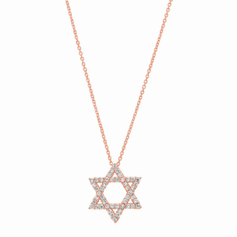 STAR OF DAVID DIAMOND NECKLACE 14K GOLD (0.38 CTW)