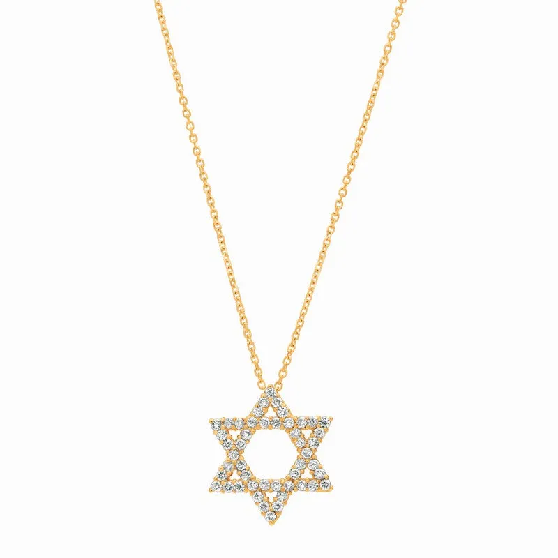 STAR OF DAVID DIAMOND NECKLACE 14K GOLD (0.38 CTW)