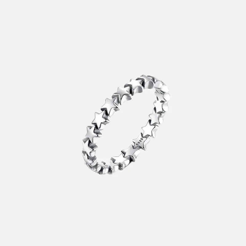 Star Silver Ring Y2K in 925 Sterling Silver with Velvet Bag