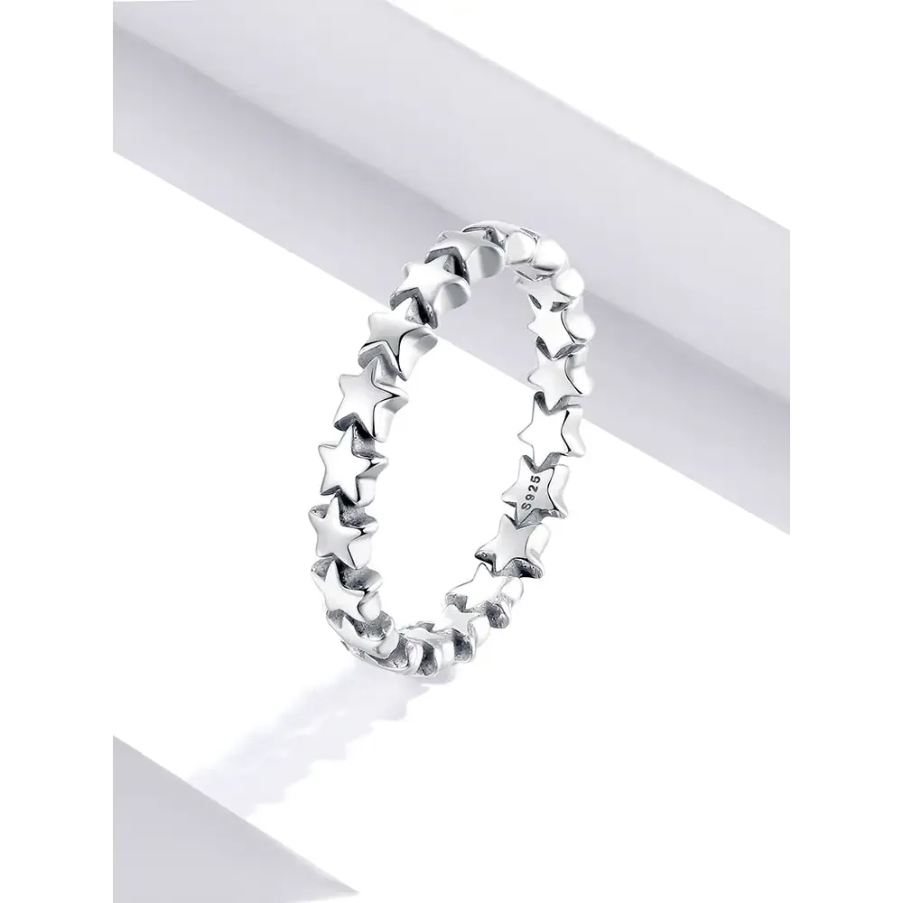 Star Silver Ring Y2K in 925 Sterling Silver with Velvet Bag
