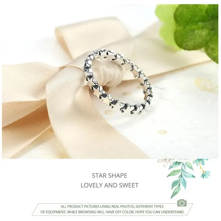 Star Silver Ring Y2K in 925 Sterling Silver with Velvet Bag