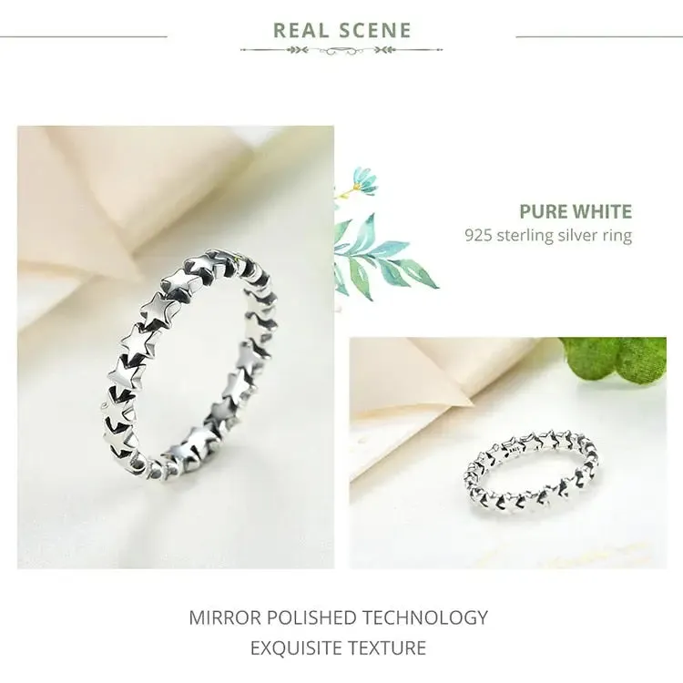 Star Silver Ring Y2K in 925 Sterling Silver with Velvet Bag