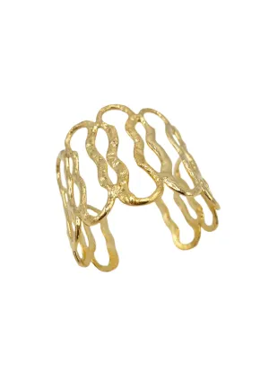 Statement Gold Open Loop Wave Cuff Bracelet