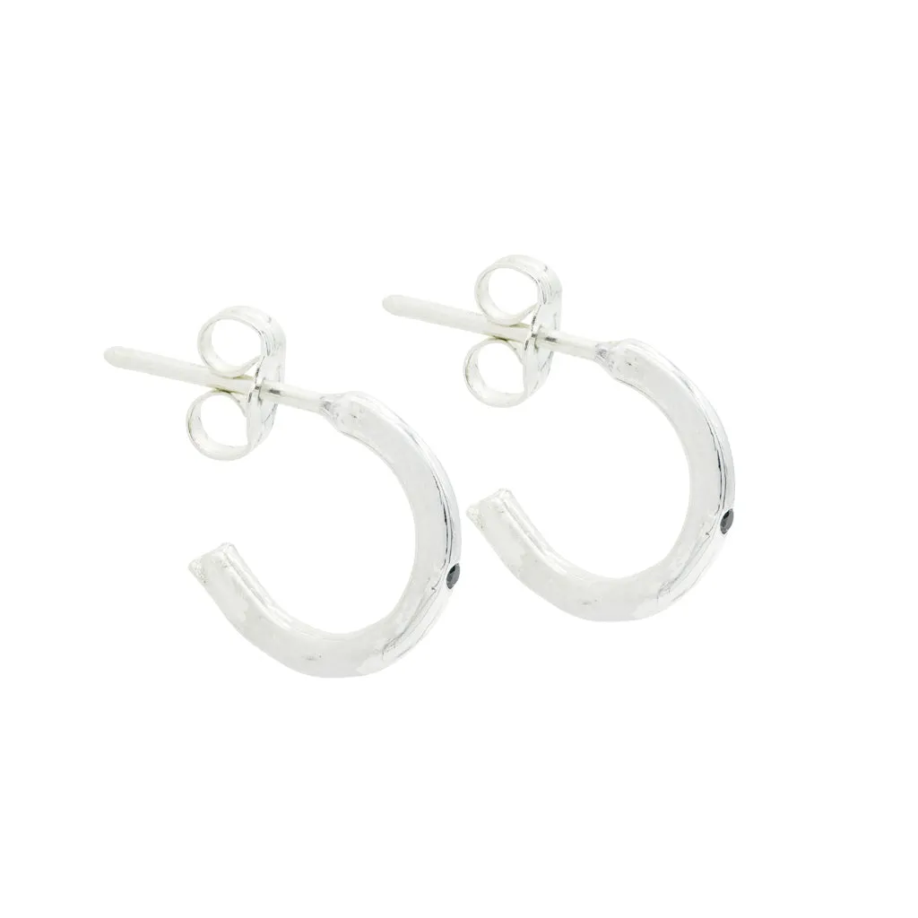 Sterling & Black Diamonds Huggies